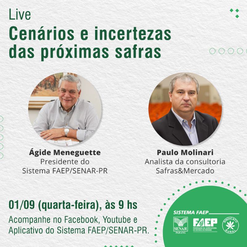 FAEP promove live sobre as próximas safras 