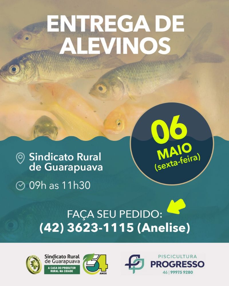 Última entrega de alevinos antes do período de inverno será no dia 6 de maio