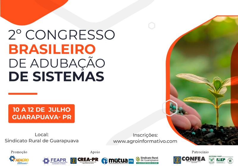 Estão abertas as inscrições para o 2º Congresso Brasileiro de Adubação de Sistemas